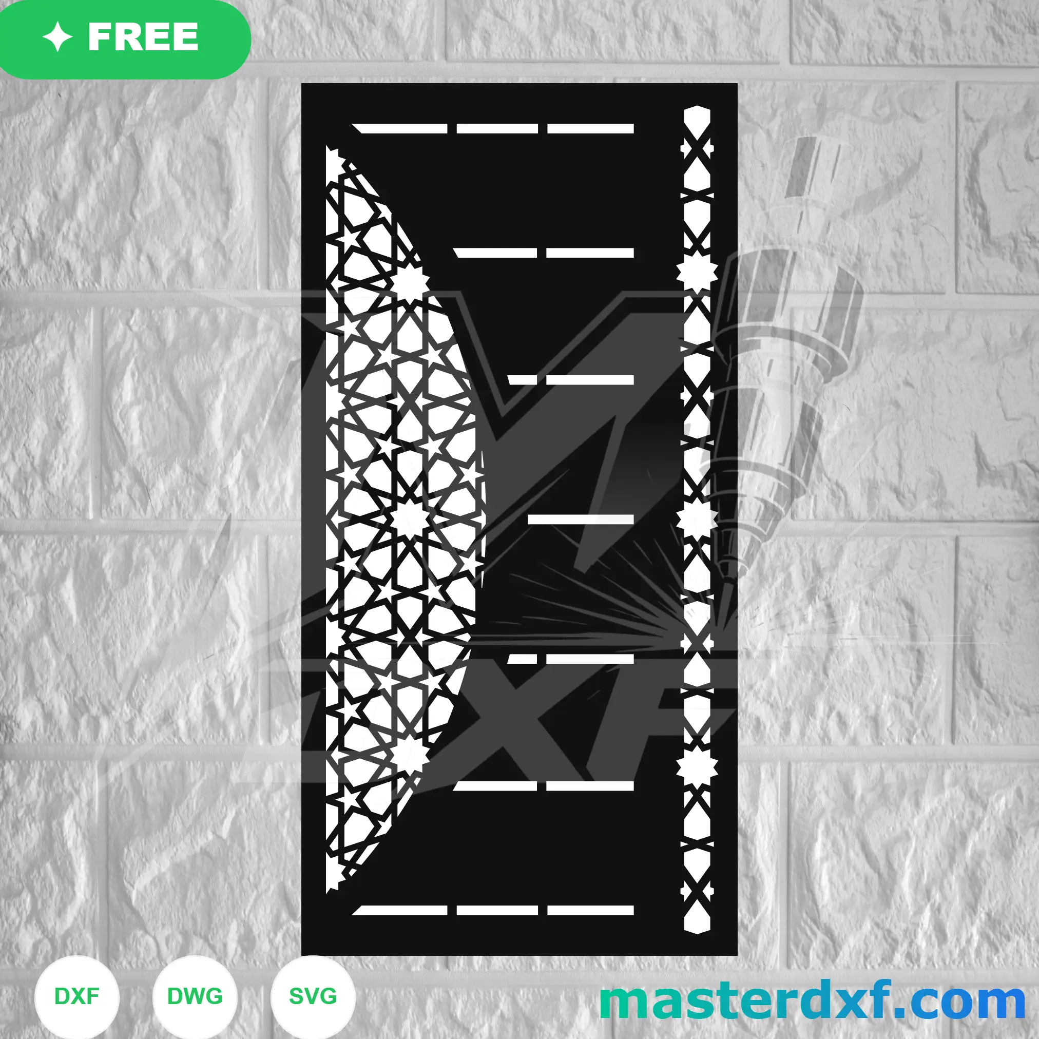 Contemporary Islamic Star Grid Minimalist Screen Vector DXF File